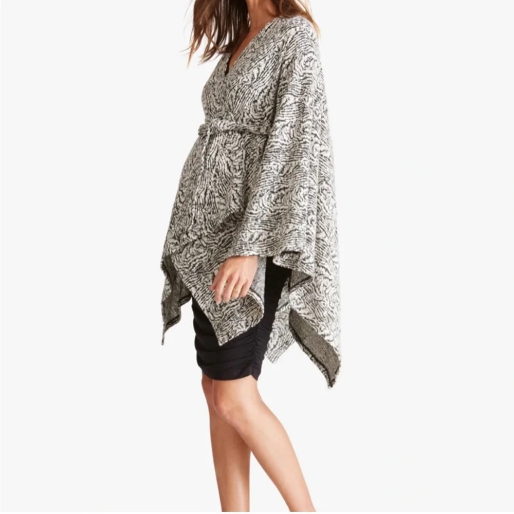Ingrid & Isabel Black and Ivory Knit Poncho - Picture 2 of 4